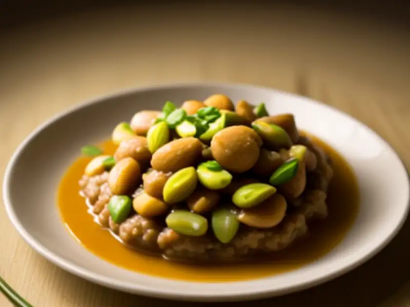 Khoresh cheghaleh badam com amêndoas verdes