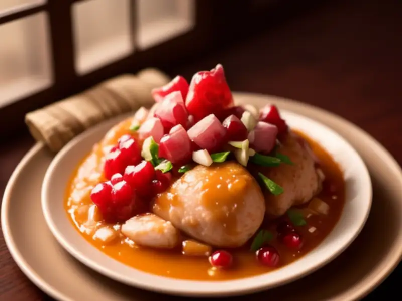 Khoresh nardoon: pato ou frango com romã