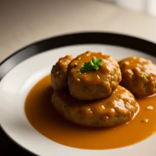 Gekruide chital-bolletjes, met Bengaalse saus
