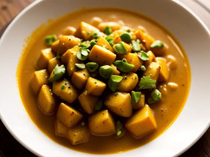 Kürbis-Curry mit Kürbis, Erdapfel und Mohn