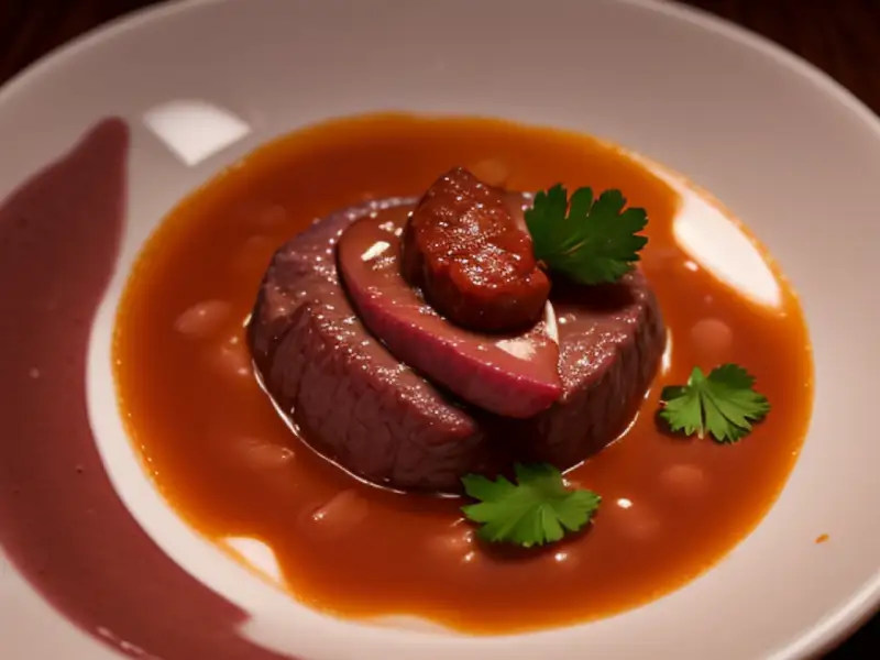 Langue de bœuf à la sauce vin rouge du sud