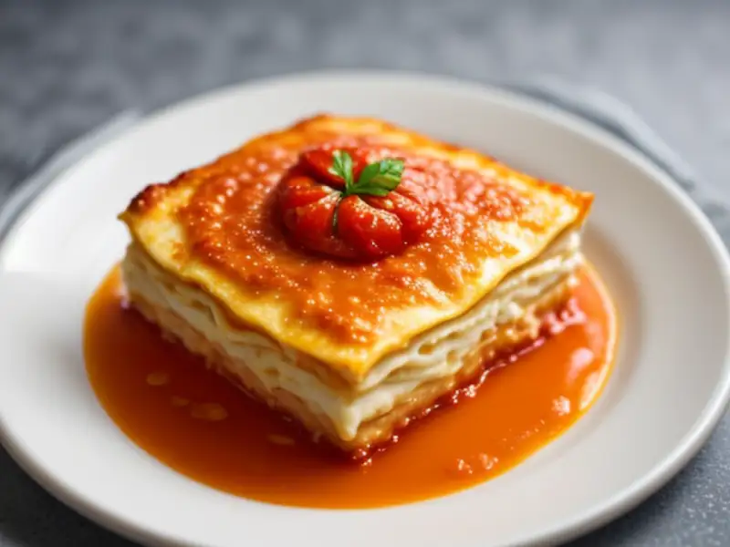 Lasanha de cottage e molho de tomate