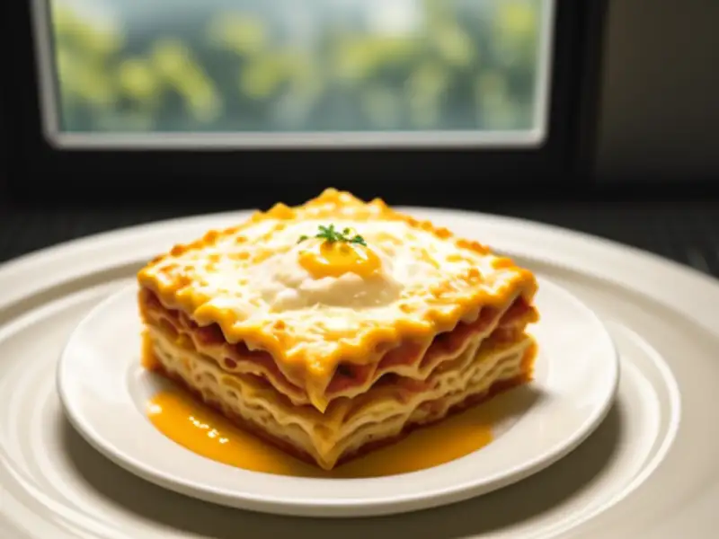 Lasanha de queijo fresco e molho de tomate