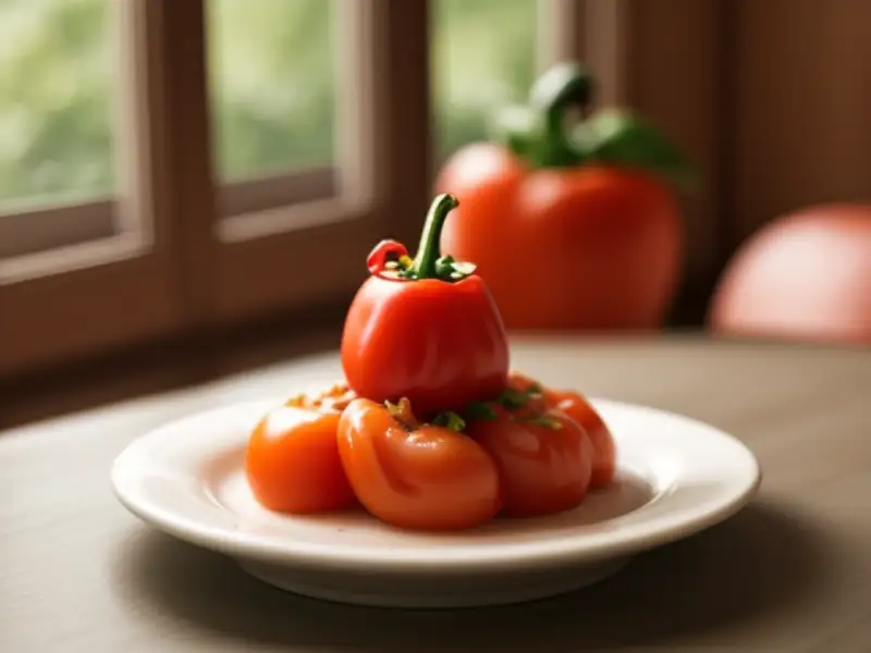 Paprika-, Tomaten- und Karotten-Eintopf