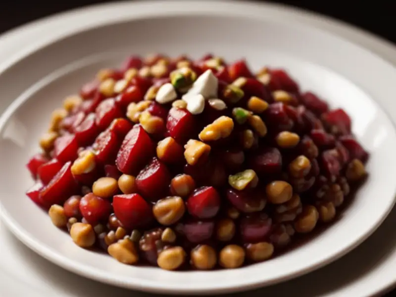 Linzen salade met gedroogde pruimen en amandel