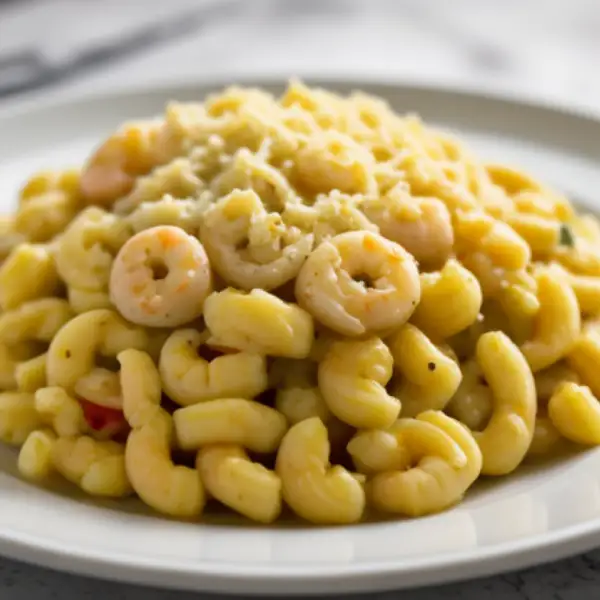 Cremige Macaronis mit Garnelen und Parmesan