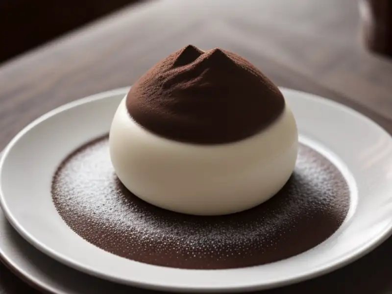 Macarrão de chocolate com molho de baunilha