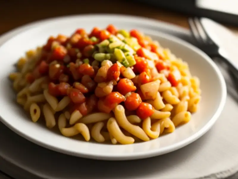 Macarrão com atum e tomate no micro-ondas
