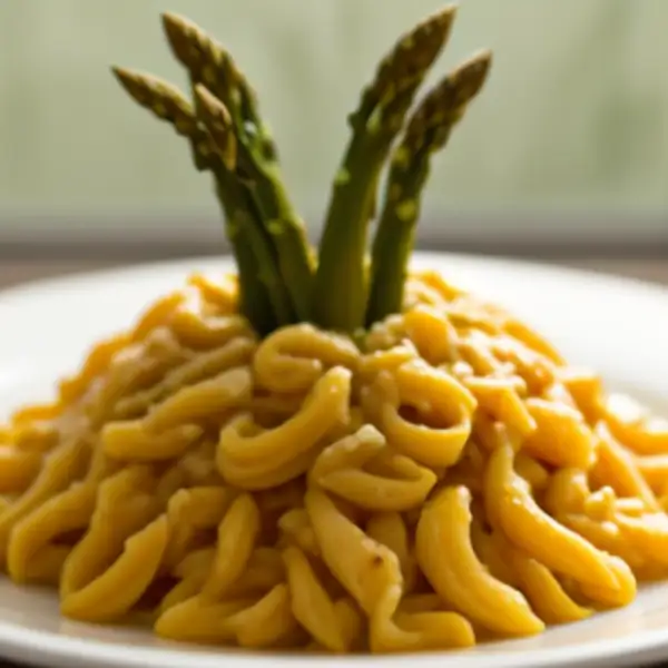Mafaldine aux asperges, tomates et safran
