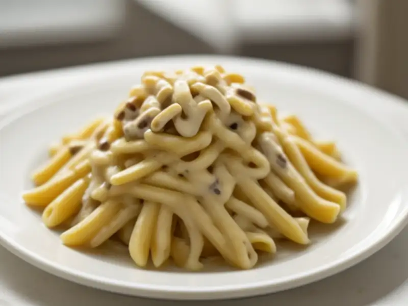 Massa com creme e cogumelos secos