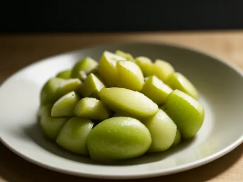Een mengsel van aardappelen en appels, geschikt voor het bakken