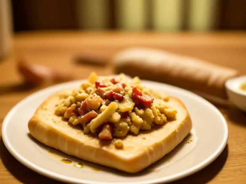 Migas catalãs com toucinho e alho