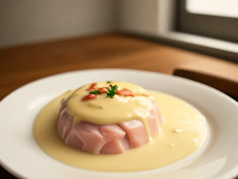 Molho de creme com toucinho e cogumelos