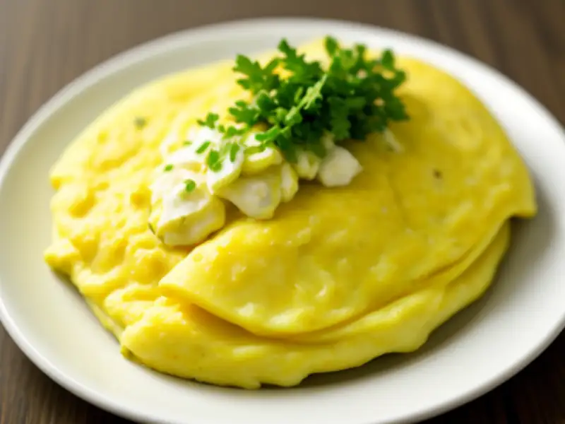 香草和烟熏鱼的煎蛋卷