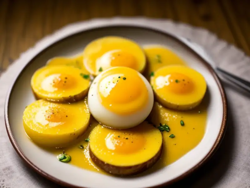 Ovos e batatas com mostarda e papoula