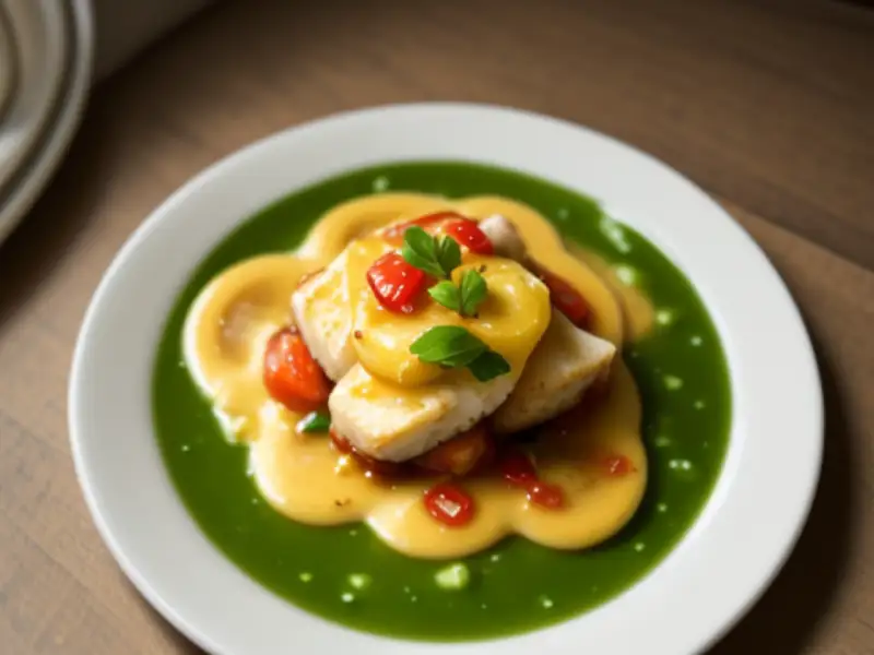 Pan-fried Pollock, small vegetables