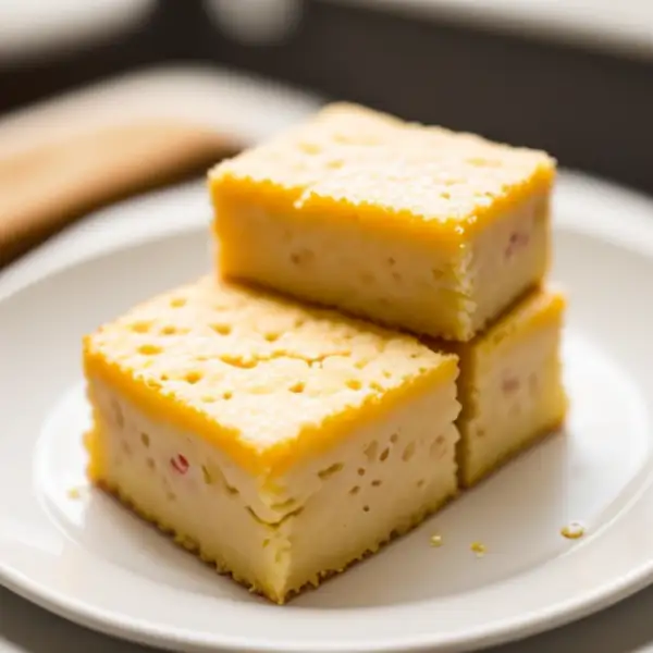 Cuadrados de patata fritos con queso y jamón cocido