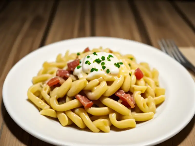Pasta con pancetta affumicata
