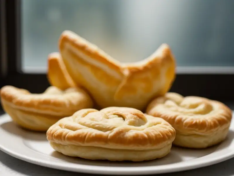 Pastéis folhados de cogumelos e cebola
