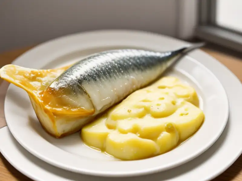 Peixe gratinado com batatas e leite