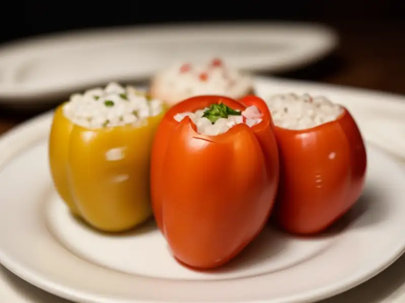 Peperoni ripieni di riso, tonno e fagioli alla valenciana