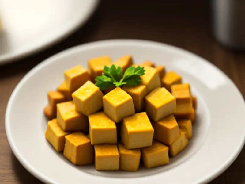 Pitit de tofu, batata-doce e manjericão