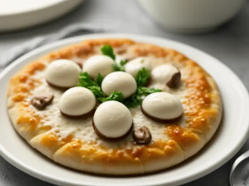 Pizza de frango, cogumelos e muçarela