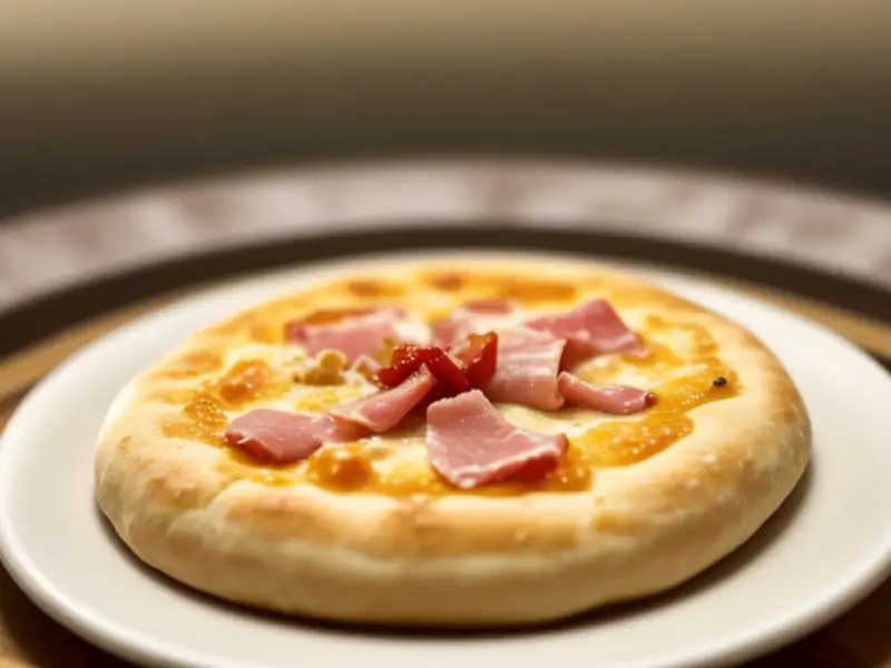 Pizza caseira de presunto, bacon e queijo
