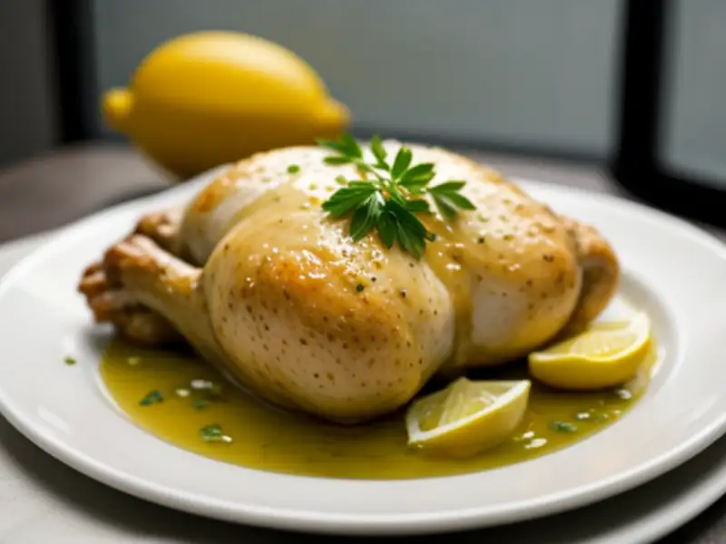 Pollo arrosto con limone e erbe aromatiche