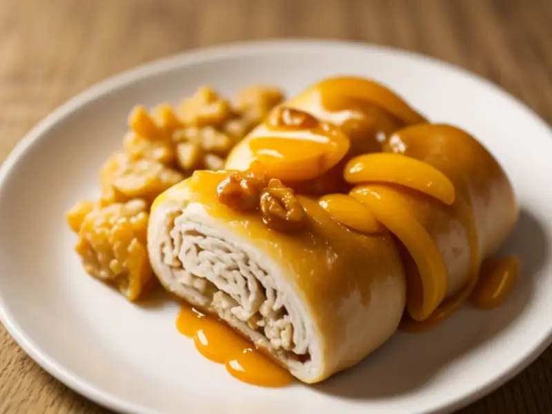 Rollos de pollo con albaricoques secos y nueces