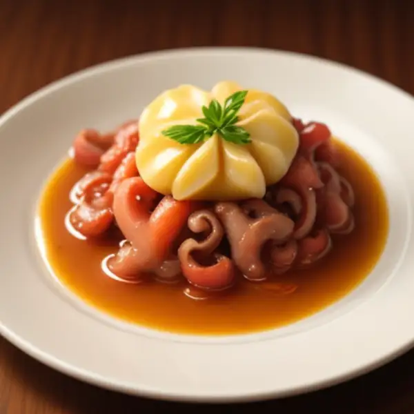 Polvo com cebola e vinho branco