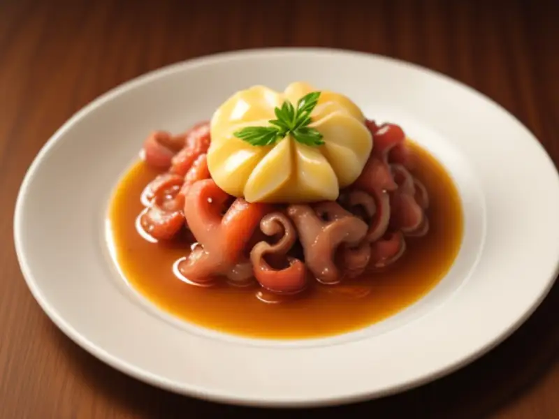 Polvo com cebola e vinho branco