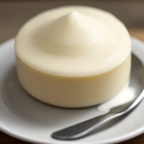 Postre casero de vainilla, sin polvo