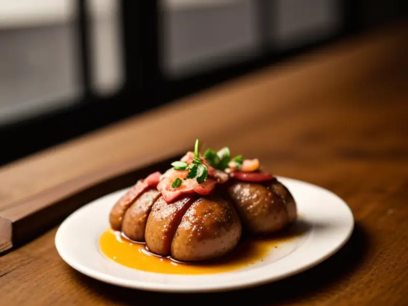 Roasted quail with pepper seasoning and pickled quail