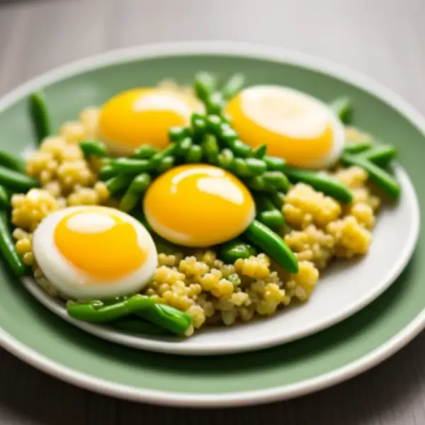 Quinoa met groenten en ei, gestoofd