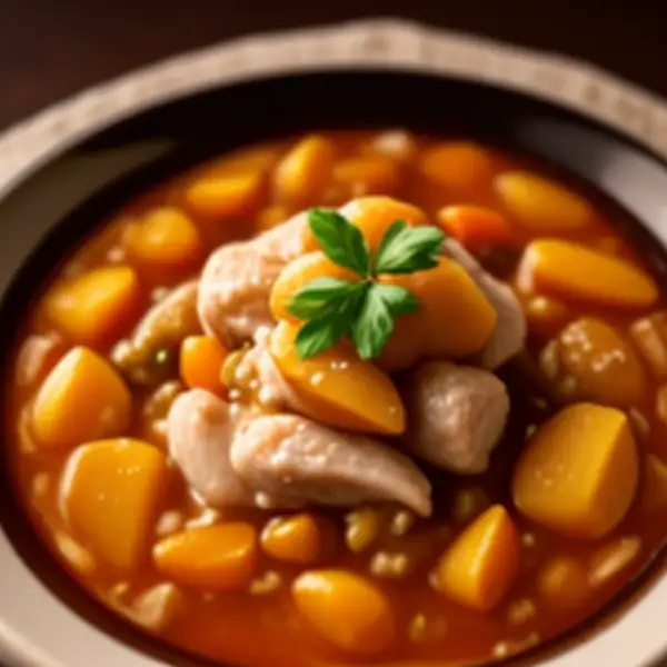 Ragoût de poulet aux abricots et pruneaux