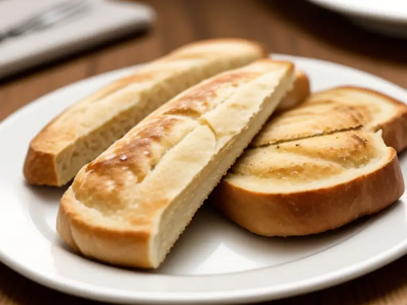 Rebanadas de pan tostadas con queso parmesano