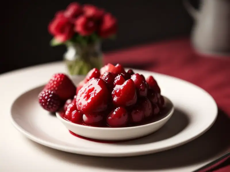 Red fruit jam with chunks