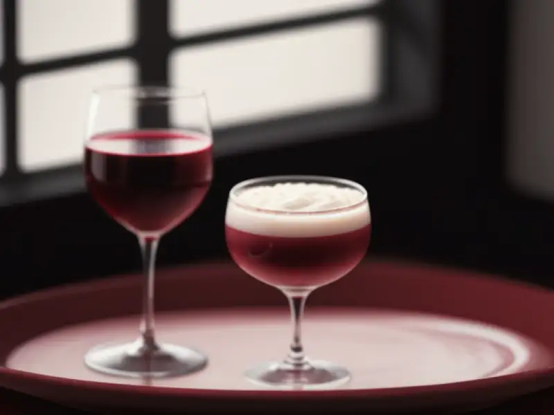 Cocktail made with red wine and condensed milk