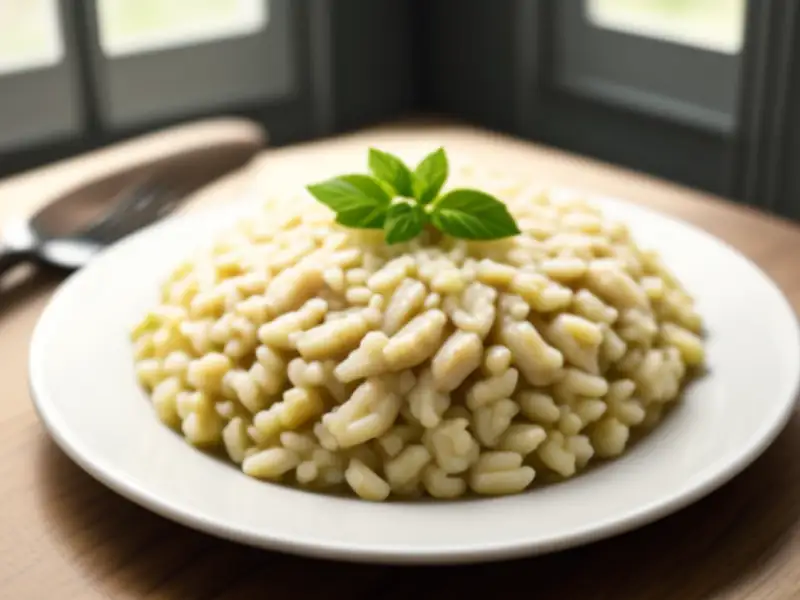 Risoto de frango, tomate e vinho branco