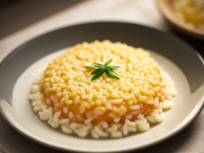 Risoto cremoso de salmão e parmesão