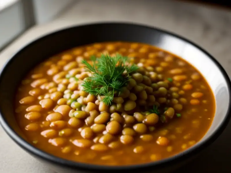 Risotto con lenticchie di Tabriz, riso con fagioli e prezzemolo