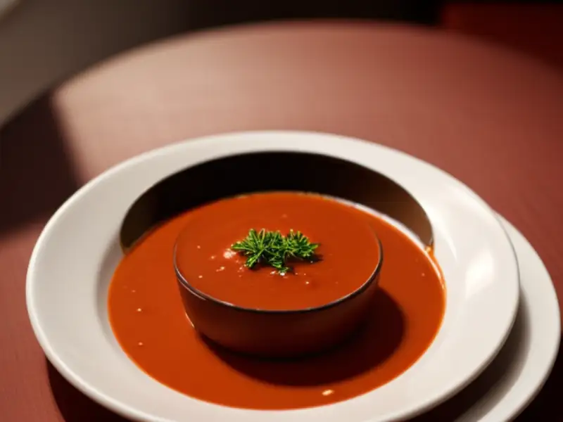 Rote Paprika-Suppe mit Quendel