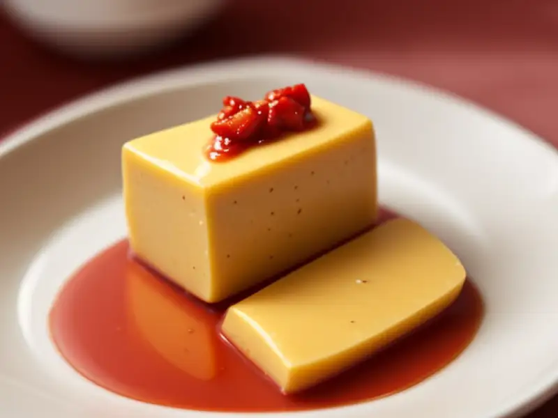 Roter Tofu in Zylinderform
