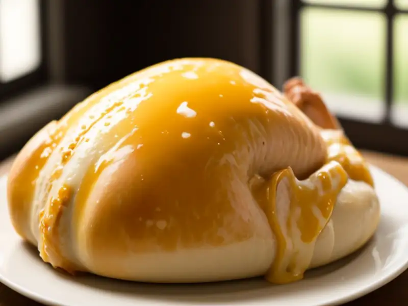 Rolo de peru recheado com queijo e presunto