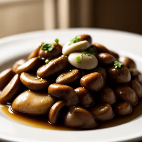 Champignons de Paris, gebraten mit Bayonnais-Schinken