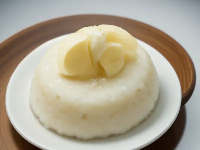 Sagu no leite de coco com gelo picado e banana