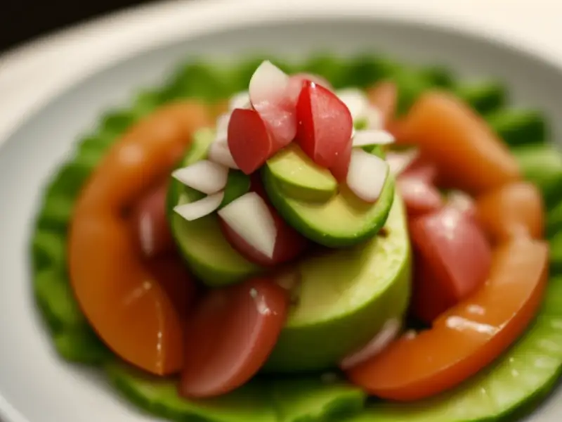 Salada de abacate, rabanete e soja com wasabi