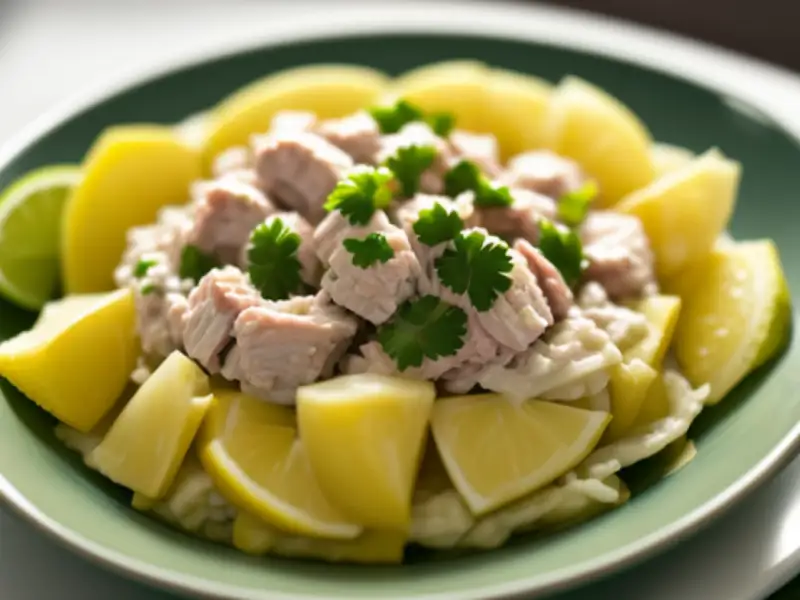 Salada de cavala em conserva com cebola
