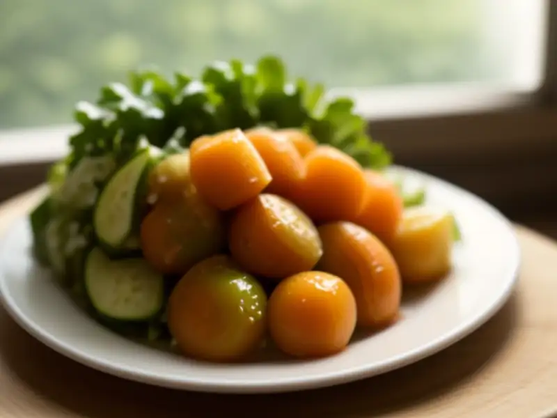 Salada de legumes crus com grão-de-bico